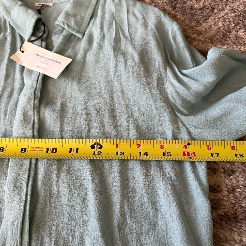 NWT Monrow Long Sleeve Shorts Romper Blue - Picture 4 of 7